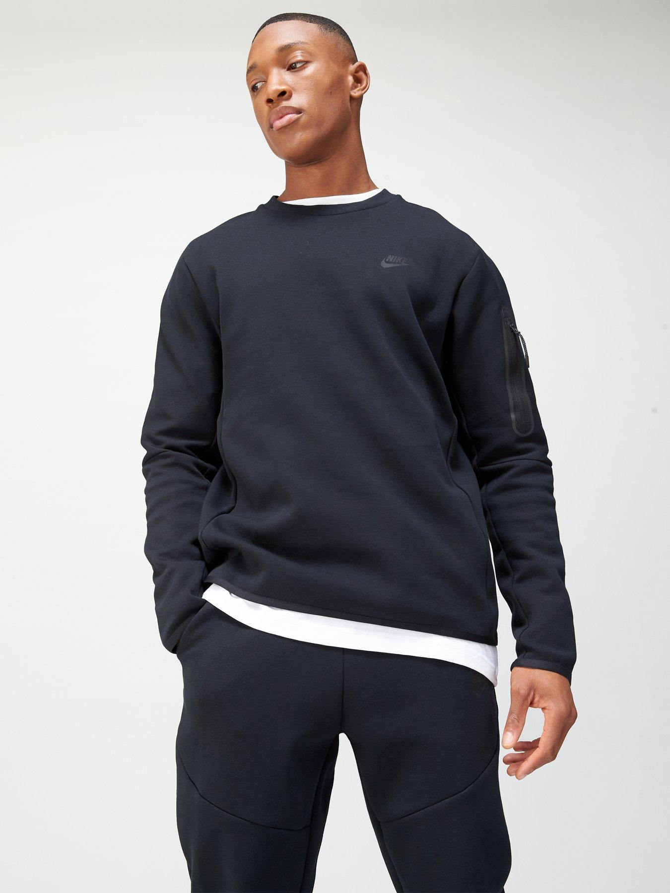 Nike NSW Air Fleece Crew Jumper Mens Pullover Black Size XL Casual Sweatshirt
